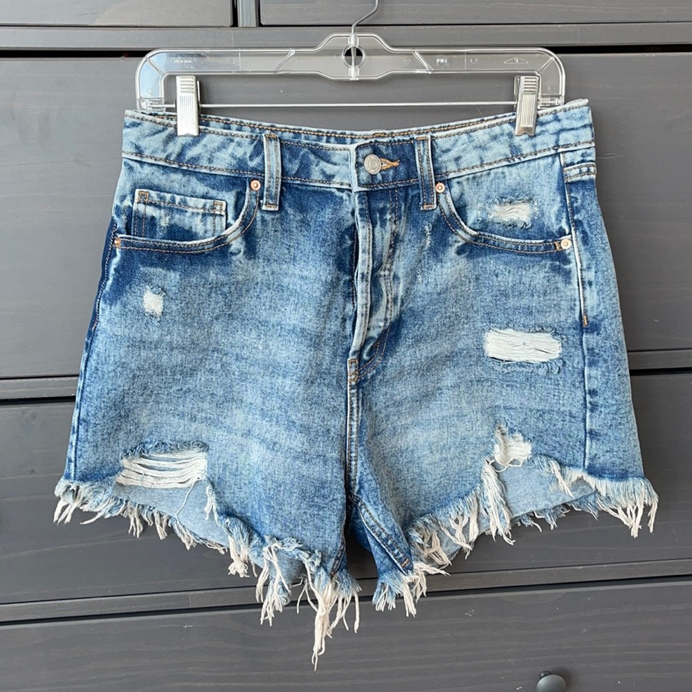 High Rise Frayed Target Wild Fable Jean Shorts
